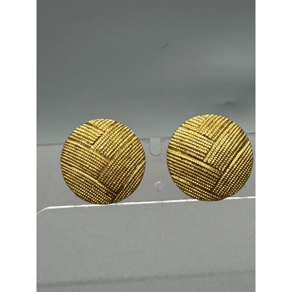 Vintage Monet Textured Gold Tone Stud Post Earrings READ